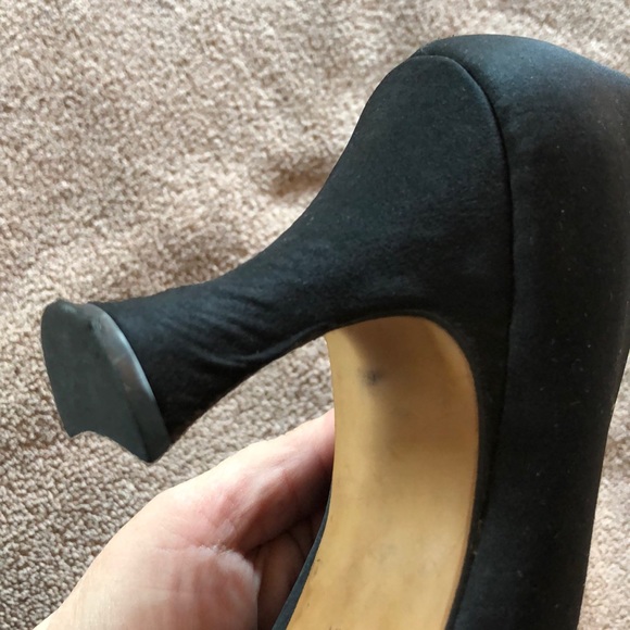 Evening satin Black heels vintage 11m - Picture 6 of 6